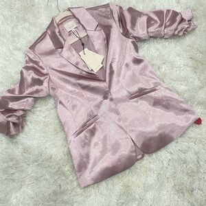 Cinq a Sept Shimmering Pink Satin Blazer